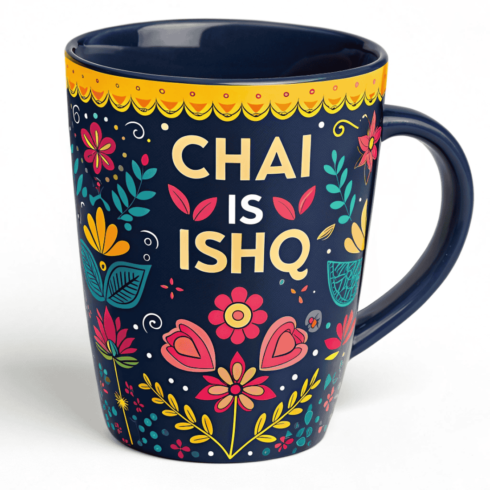 “Chai Is Ishq – Vibrant Urdu Typography Mug Set |Dhaba Vibes” cover image.