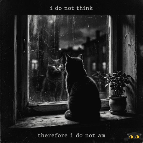 I Do Not Think Therefore I Do Not Am Funny Cat Shirt cover image.