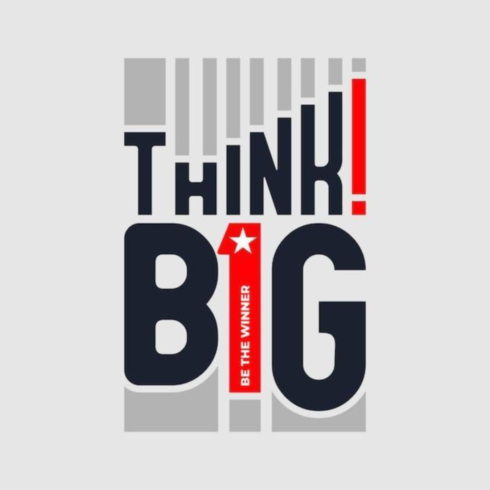 Think Big Motivational Typography T-Shirt Design cover image.