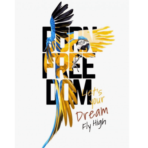 Born Freedom Parrot T-Shirt Design | Let Your Dream Fly cover image.