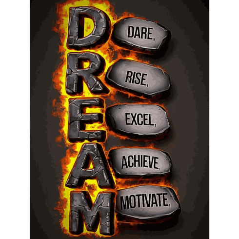 DREAM Acronym Motivational Wall Art – Dare Rise Excel Achieve Motivate Poster cover image.