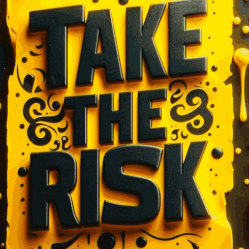 Take The Risk Motivational Quote Poster – Bold 3D Typography Wall Art cover image.