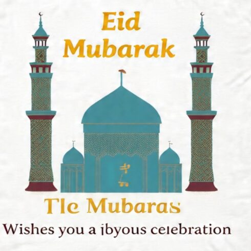 Eid Mubarak t shirt design cover image.