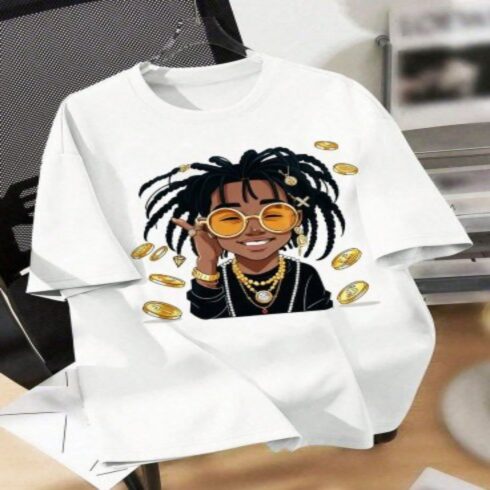 Hip-Hop Dreads Character Graphic T-Shirt cover image.