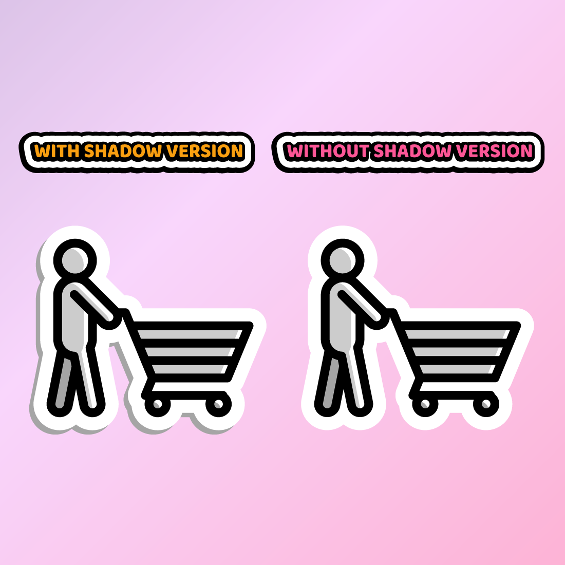 Shope Sticker Shopping sticker bundle in two versions - 56 editable shopping stickers ...