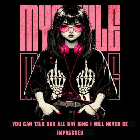 Alt Girl SVG | Attitude Quote T-shirt Design | Skeleton Hands Anime Girl Clipart cover image.