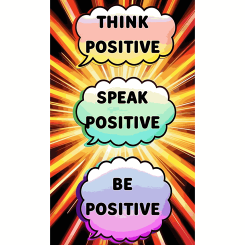 Think Speak Be Positive Quote Poster | Comic Pop Art Motivational Wall Art | Digital Download cover image.