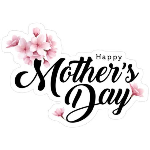 Happy Mother's Day Cherry Blossom Script - Floral Vector Sticker Design cover image.