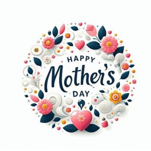 3D Floral Wreath Happy Mother's Day - Paper Cut Style Circle Design cover image.