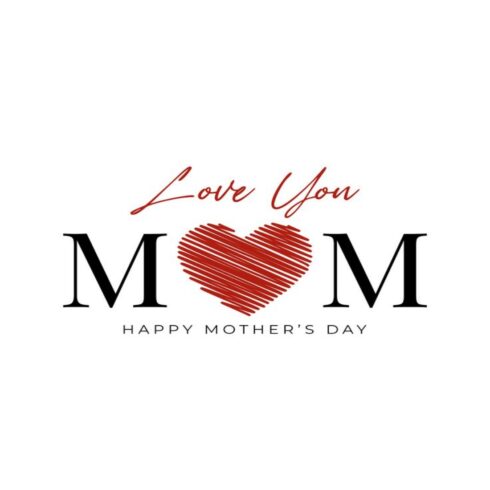 Love You MOM Heart Sketch - Minimalist Happy Mother's Day Design cover image.