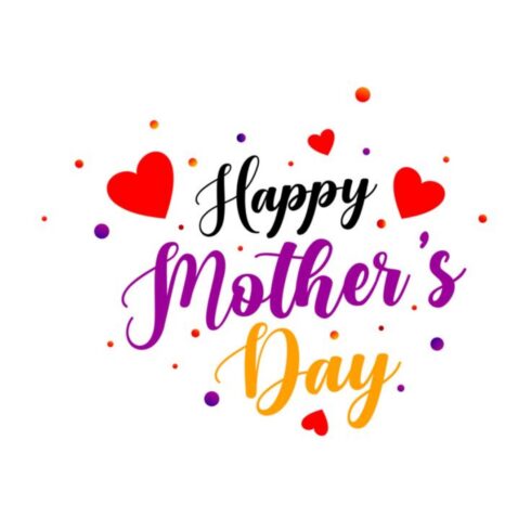 Colorful Script Happy Mother's Day - Heart Confetti Vector Design cover image.