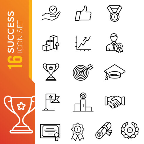Modern success icon set cover image.