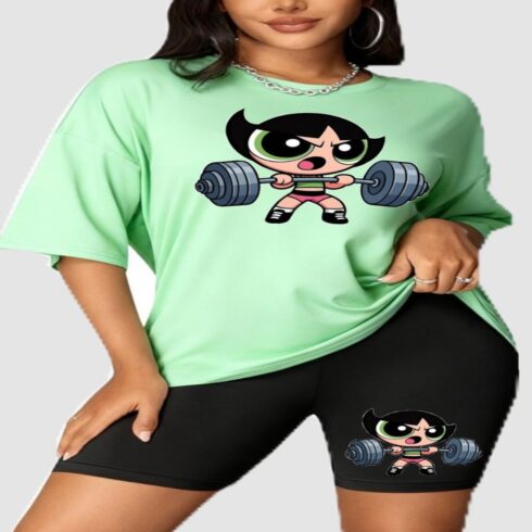 Gym Girl Power Oversized Tee + Shorts Set cover image.