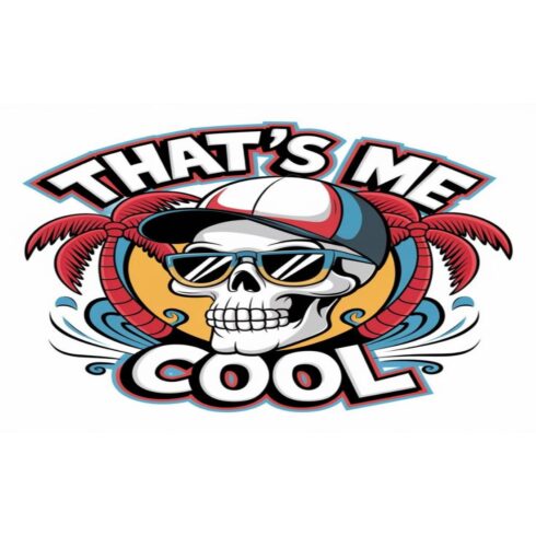 That's Me Cool Skull Graphic Tee | Retro Tropical Skull Sunglasses T-Shirt for Men & Women cover image.