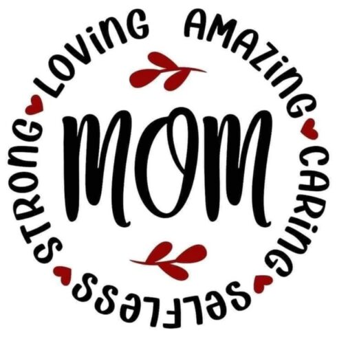 Strong Loving Amazing Mom Circle Quote - Minimalist Black Red Typography Design cover image.
