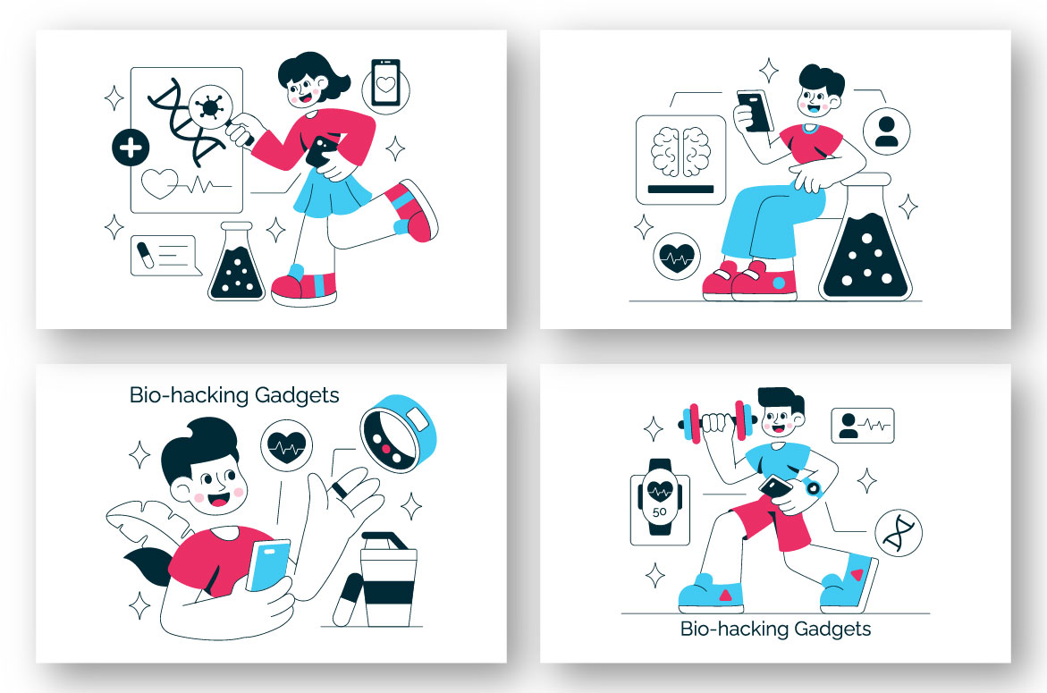 10 Bio Hacking Gadgets Illustration - MasterBundles