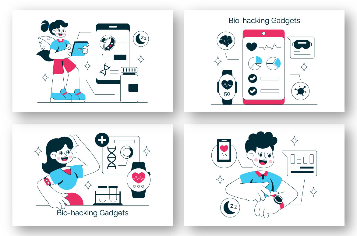 10 Bio Hacking Gadgets Illustration - MasterBundles