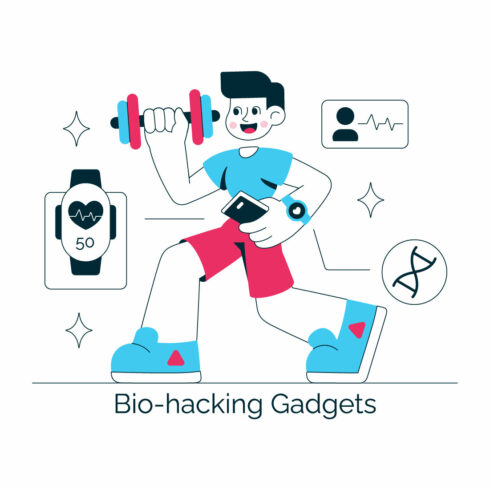 10 Bio Hacking Gadgets Illustration cover image.