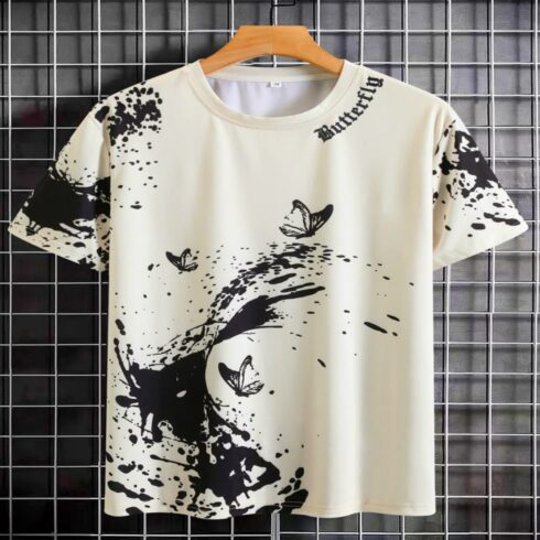 Off-White Abstract Butterfly Graphic Shirt cover image.