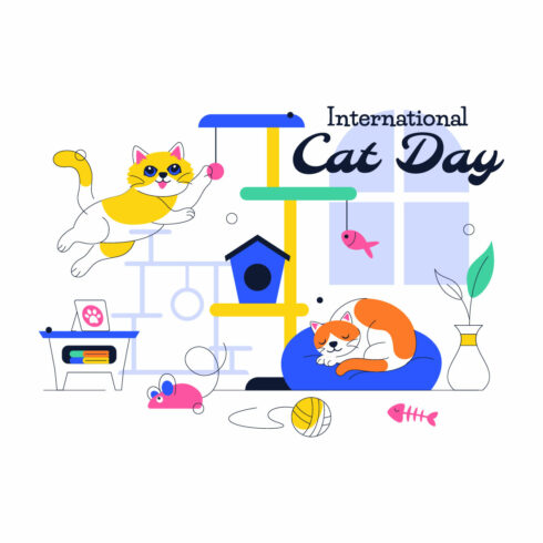 10 International Cat Day Illustration cover image.