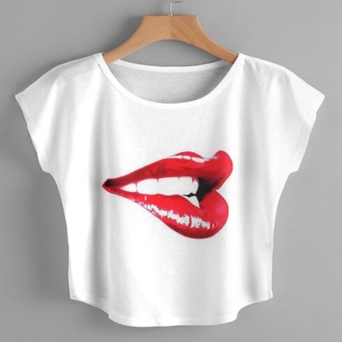 Red Lips Statement Crop Tee cover image.