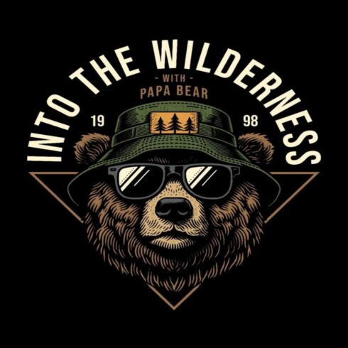 Into The Wilderness - Papa Bear Outdoor Graphic Tee cover image.
