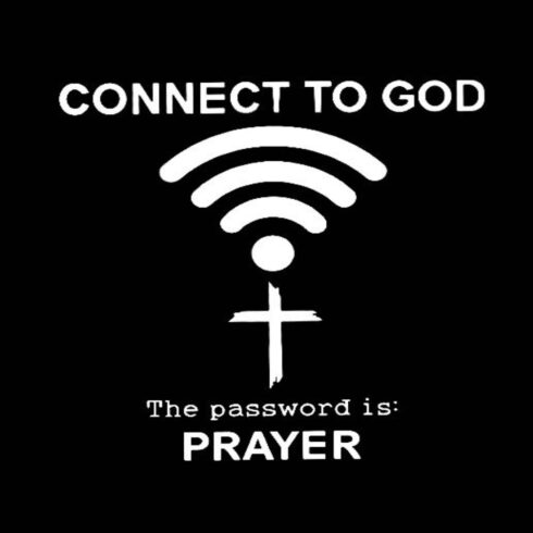 Connect To God Tee | Prayer Wifi Cross Shirt cover image.