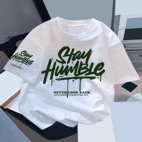 Stay Humble Never Look Back Graphic Tee | Motivational Streetwear T-Shirt for Men & Women cover image.