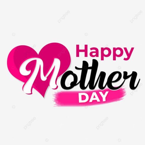 Happy Mother Day Pink Heart Typography - Bold Modern Vector Design cover image.