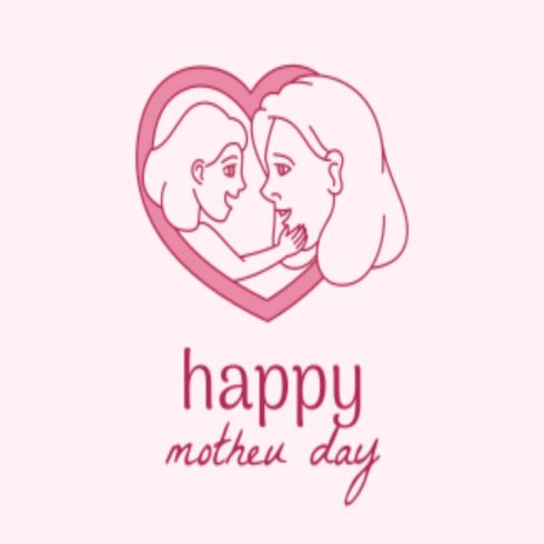 Mother and Child Heart Line Art - Minimalist Happy Mother's Day Design cover image.