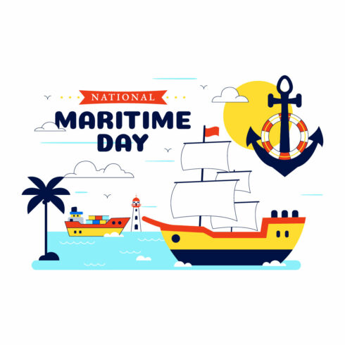 10 National Maritime Day Illustration cover image.