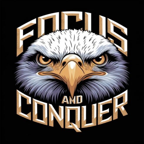 Focus and Conquer Eagle Graphic Tee | Motivational Bald Eagle T-Shirt for Men & Gym Wear cover image.