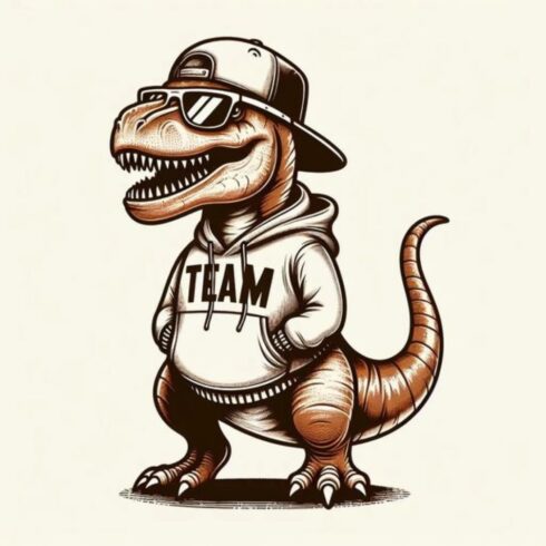 "Cool T-Rex TEAM – Streetwear Dinosaur Graphic Tee" cover image.