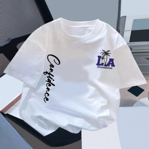 White Minimalist Palm Tree Graphic Shirt cover image.