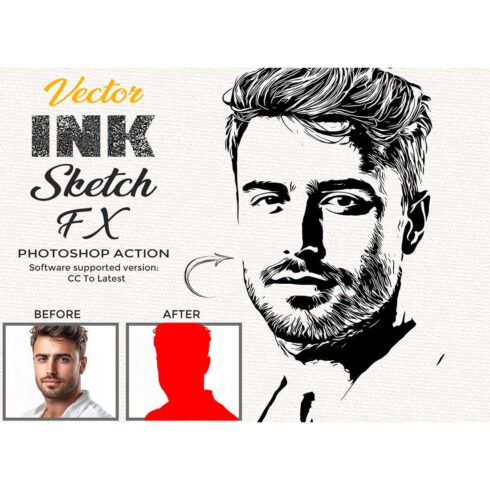 Vector Ink Sketch FX Photoshop Action cover image.