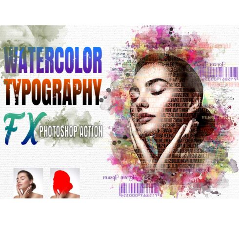 Watercolor Typography FX Photoshop Action cover image.