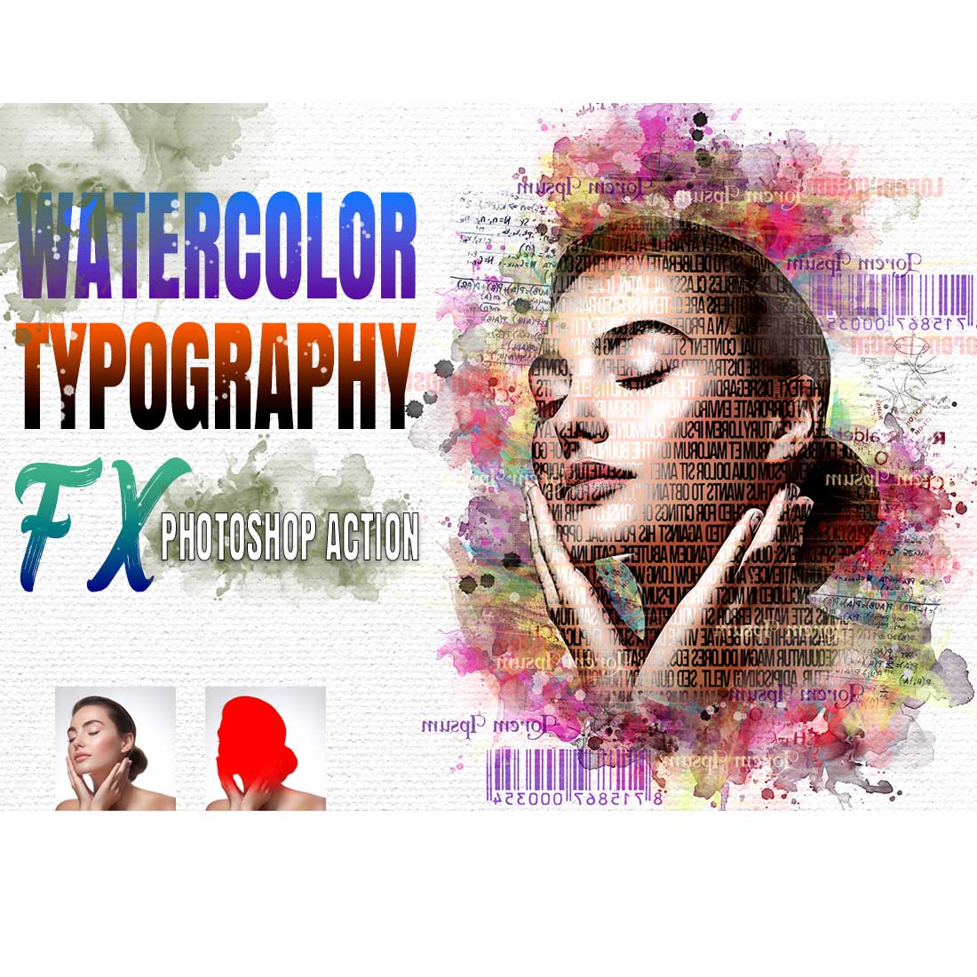 Watercolor Typography FX Photoshop Action - MasterBundles
