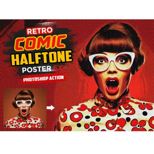 Retro Comic Halftone Poster FX Photoshop Action cover image.