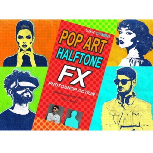 Pop Art Halftone FX Photoshop Action cover image.