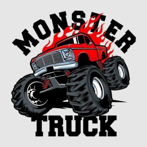 "Monster Truck – Red Flame Monster Truck Graphic Tee" cover image.
