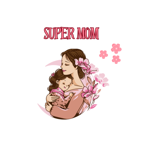 Super Mom T-Shirt Design Bundle | Trendy Mother’s Day SVG PNG EPS for Print on Demand cover image.