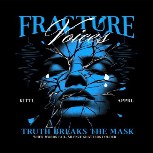 Truth Breaks The Mask - Blue Art Print T-Shirt cover image.