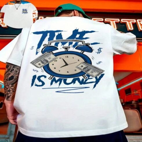 Time Is Money Alarm Clock Back Print Tee cover image.