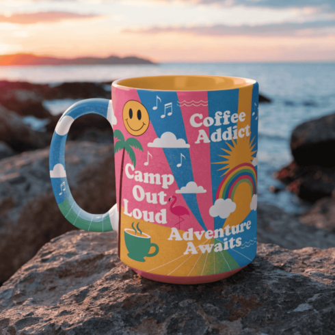 Colorful Retro Mug Mockup Bundle | Camping Music Coffee Lover Theme cover image.