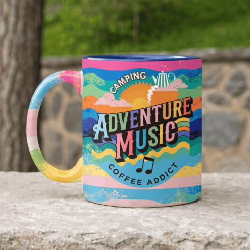 Multicolor Ceramic Mug Mockup Bundle | Camping Music Coffee Lover Theme cover image.