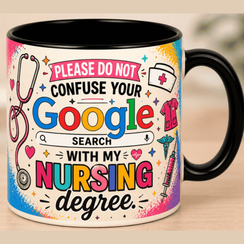 Multicolor Professional Nurse Quote Mug Mockup | Medical Field Coffee Lover Gift cover image.