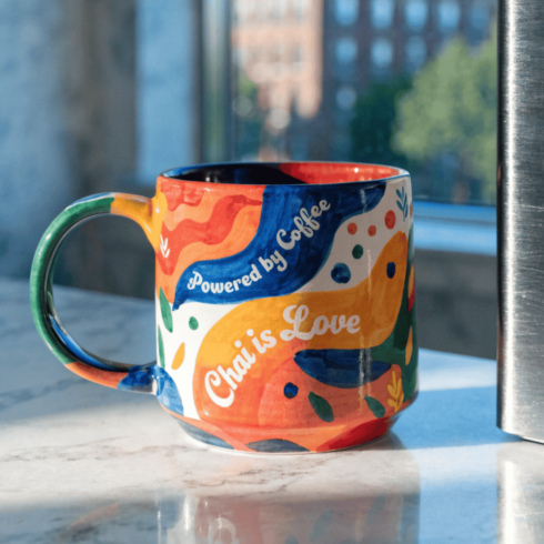 Multicolor Coffee and Chai Playful Rainbow Kitchen Mug Mockup Pair cover image.