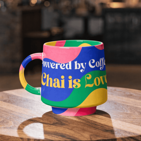 Coffee & Chai Lovers Duo – Bright Typography Mug Mockup Pair cover image.