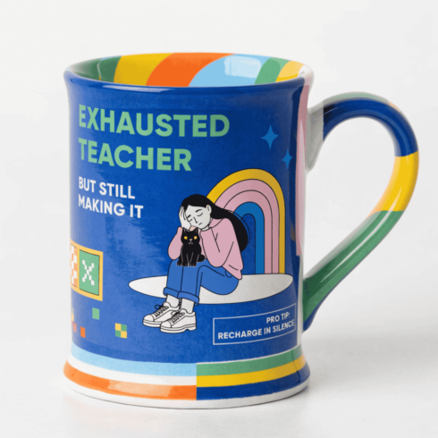 Funny Multicolor Retro Rainbow Personality Mug Mockup Pair | Teacher, Cat Lover & Programmer Design cover image.