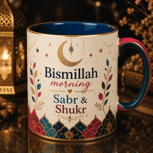 “Thoughtful Islamic Mug Duo – Crescent Moon Design with Calm Minimal Style” cover image.